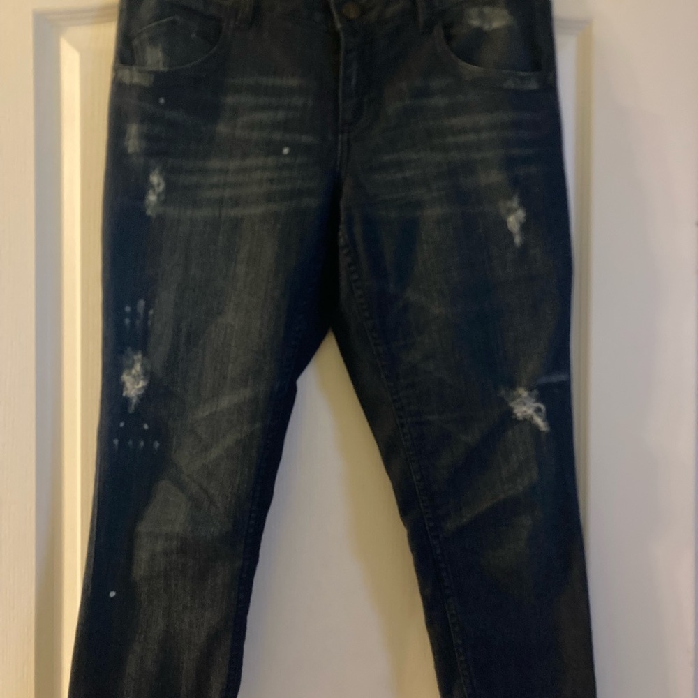 Allen B. by Allen Schwartz Denim Jeans Distressed Cuffed Blue Jeans